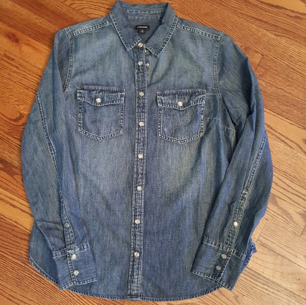 J.Crew Vintage Denim Pearl Snap Shirt